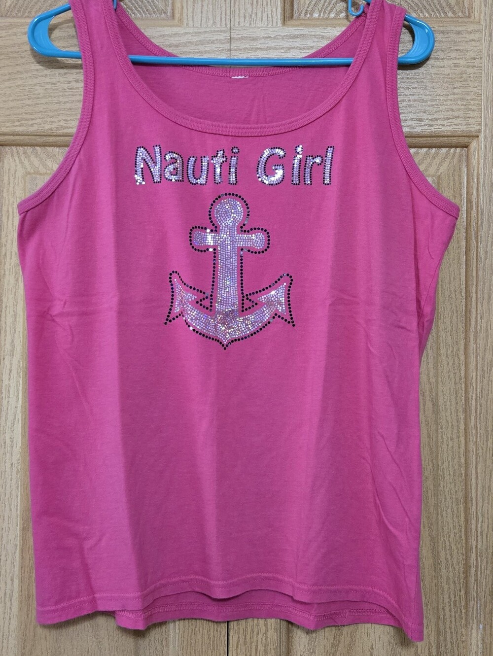 Nauti Girl Rhinestone Anchor Tank Top - Pink